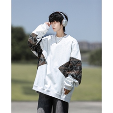 8XL-M春秋季圆领拼接撞色民族风卫衣男新款潮牌上衣服WY005P58，男装卫衣，电商B312