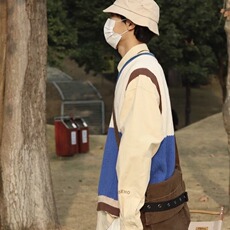 3130-P44无袖v领针织背心男春秋款外穿马甲ins原宿风撞色日系，男装背心/马甲，电商B323A