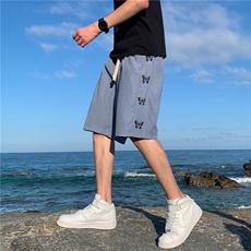 夏季蝴蝶印花短裤男潮牌ins休闲宽松运动沙滩五分裤d，男装休闲裤，电商C305A