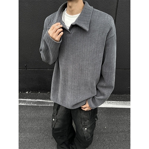 抖音重磅加绒麦穗纹翻领长袖T恤卫衣TX501常规特P38加绒P45图片