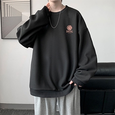 华夫格卫衣圆领卫衣男大码长袖t恤男外套HW76237-P30加绒款-P40，男装卫衣，电商A040