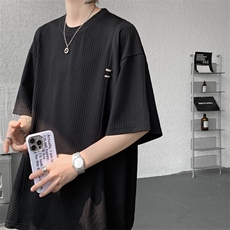 超大码金属标手工设计肌理感短袖T恤8XL-M垂感冰丝半袖DX1220/P38，男装T恤，电商B238