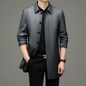 GDN-F1936春秋新款男士风衣翻领商务领导服男装纯色外套图片