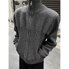 秋冬图正肩高领拉链开衫毛衣男宽松针织衫外套-A2323TP65，男装针织衫/毛衣，电商B241