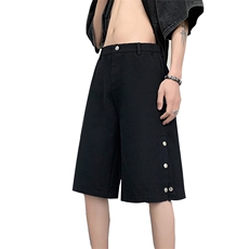 夏季美式高街排空拉链黑色牛仔五分短裤货号DK70P50，男装牛仔裤，电商A063