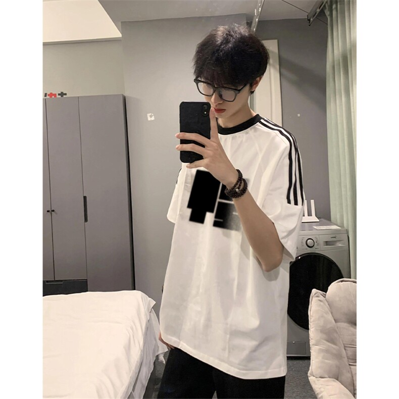 夏季美式高街重磅纯棉三条杠织带撞色男女短袖T恤ZD512-特P30,男装T恤,电商A486