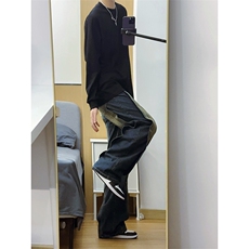 B221美式ins高街暗黑小众宽松牛仔裤LK23134-P65控88，男装牛仔裤，电商B221