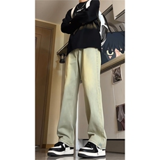 春季水洗做旧牛仔裤男款春秋美式高街潮牌微喇直筒裤子KZ008P60，男装牛仔裤，电商B312