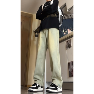 春季水洗做旧牛仔裤男款春秋美式高街潮牌微喇直筒裤子KZ008P60图片
