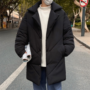 MY5082/P110冬季新男士中长款棉衣男宽松大码西服领棉服保暖棉袄图片