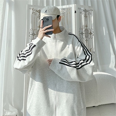 WY5019/P65春装新款高品质不起球织带设计开衫卫衣男潮宽松外套，男装夹克，电商A141