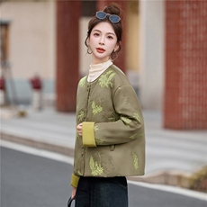2025冬装新款刺绣优雅轻薄棉衣，女装棉衣/棉服，伊仟回