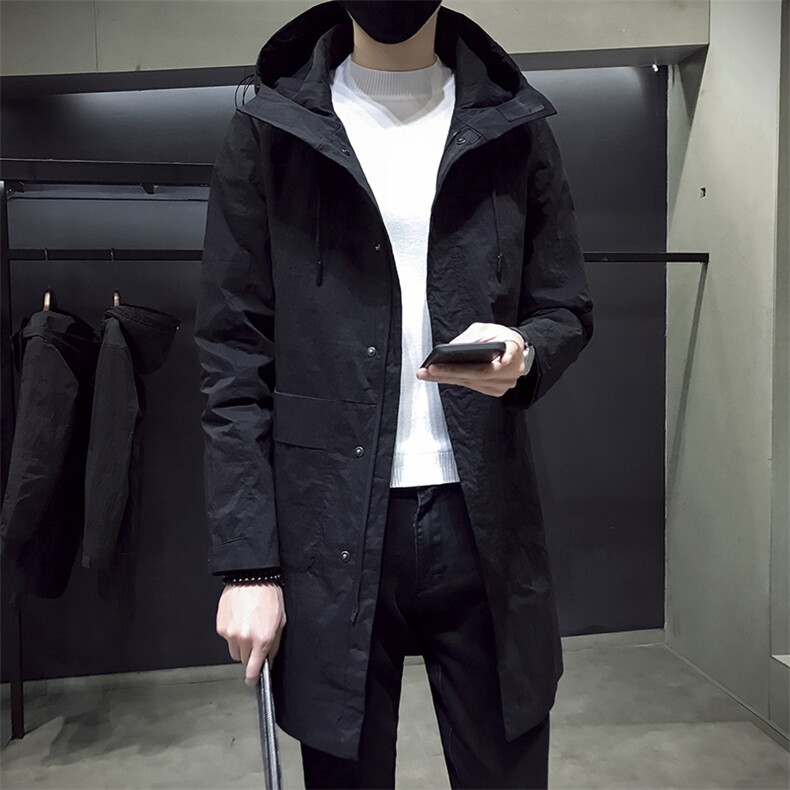 男士中长款外套休闲连帽上衣春秋季青少年夹克潮流风衣DS29T,男装夹克,电商A102