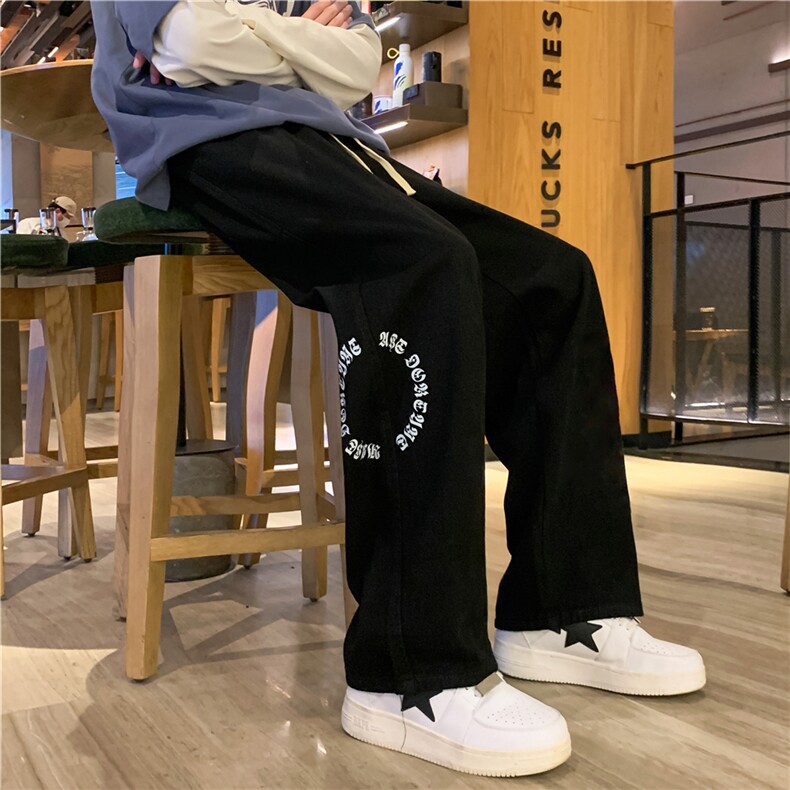 k1015-p55-控78M-5XL大码宽松显瘦拉链港风高阶宽松牛仔裤微喇,男装牛仔裤,星座116