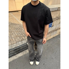 荆棘刺绣短袖男夏季美式高街t恤cleanfit高级痞帅半袖WLT055-P35，男装T恤，星座1008