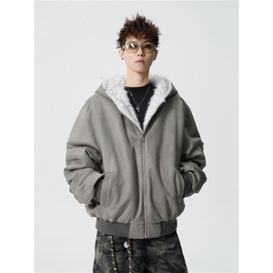 1506/YRJM60590/P139美式座山雕连帽棉衣男冬潮牌两面图片