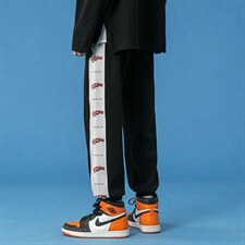 蓝底2024秋冬新款撞色串标束脚运动休闲潮牌裤子2120-45控69,男装休闲裤,星座914-3