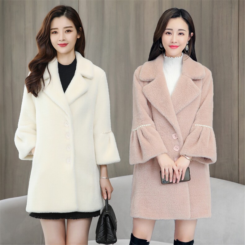 毛呢外套新款中长款时尚简约西装领2025冬季百搭气质保暖喇叭袖，女装毛呢外套，深妍伊美