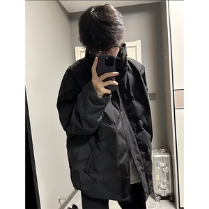 黑色菱形格棉服外套男冬季cleanfit短款美式高街M6133/特P83图片