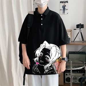 PL57153-P35 翻领短袖polo衫男大码胖子半袖t恤男有领保罗衫 模特图片