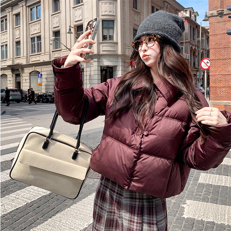 现货！（90新标带检）时尚纯色短款洋气加厚保暖羽绒服女冬季潮品，女装羽绒服，衣秀之家