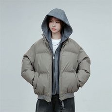 现货高品质重磅工艺美式高街假两件PU皮棉衣男女加厚棉服外套，男装棉衣，电商A486