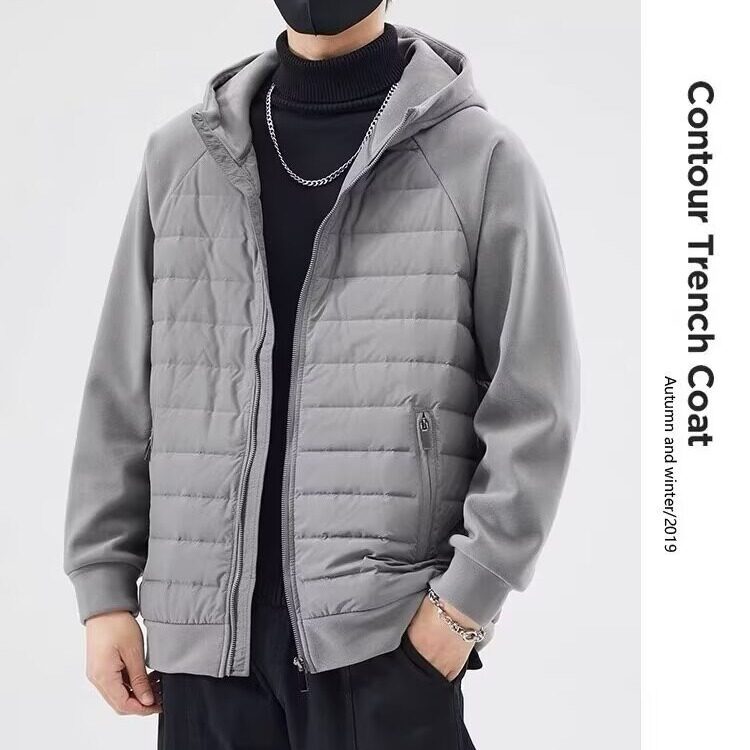 轻薄棉衣棉服男秋冬季加厚连帽拼接开衫夹克外套男士宽松休闲棉袄,男装夹克,星座506A
