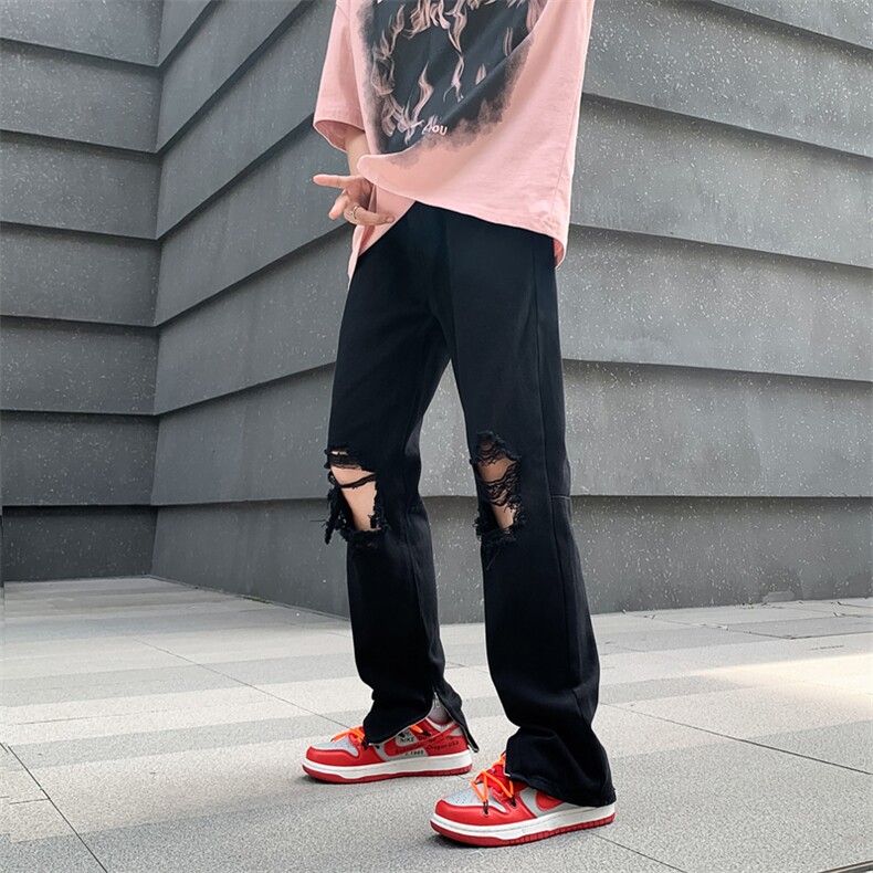 2022嘻哈潮牌直筒宽松阔腿裤美式高街vibe破洞牛仔裤男K3217-P38，男装牛仔裤，星座512-2