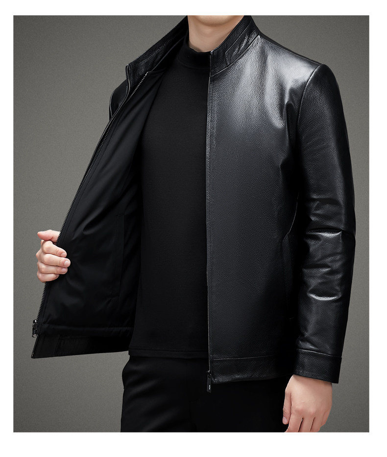 BAMJ-2316Y钱塘2020-2秋冬季厚款商务休闲简约中年男士夹克P685，男装皮衣，钱塘207-2