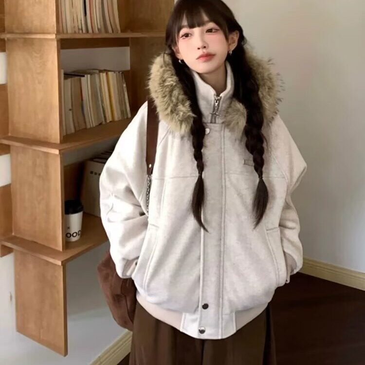 美式cleanfit灰色外套男春秋季时尚飞行员夹克短款重磅工装棒球服,男装夹克,星座506A