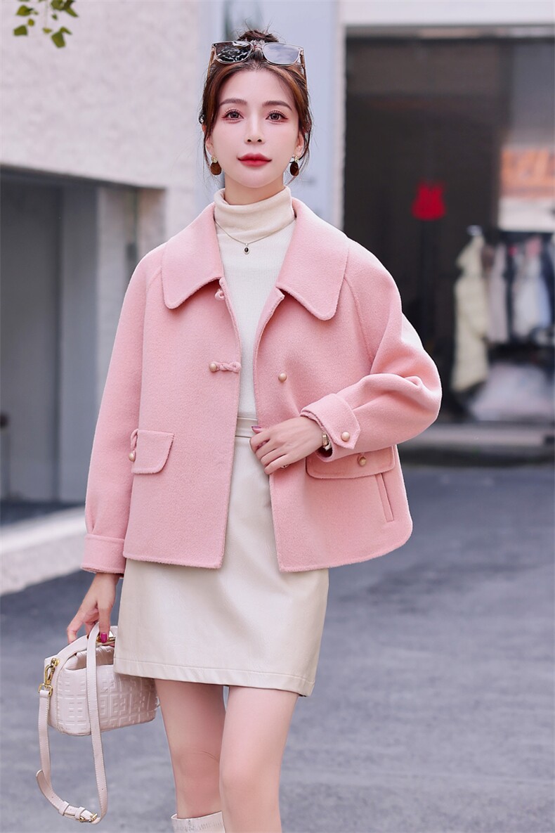 2024年新款秋冬短款小个子双面羊绒大衣女羊毛韩版小香风毛呢外套,女装毛呢外套,众宇琦