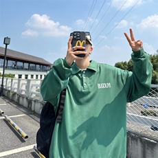 2023港风文艺连帽刺绣卫衣男春秋宽松潮流长袖打底衫，男装卫衣，星座716-2