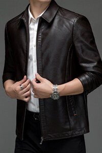 BH3102钱塘2020-2中年男士时尚休闲百搭冬季加绒皮衣夹克P150图片