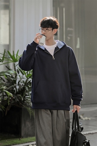 氛围感个性设计格纹连帽卫衣潮流街头痞帅百搭卫衣HY922TP48控89图片