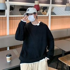 2025年秋季纯色情侣套头衫ins新款圆领男士毛衣MY010，男装针织衫/毛衣，星座1108