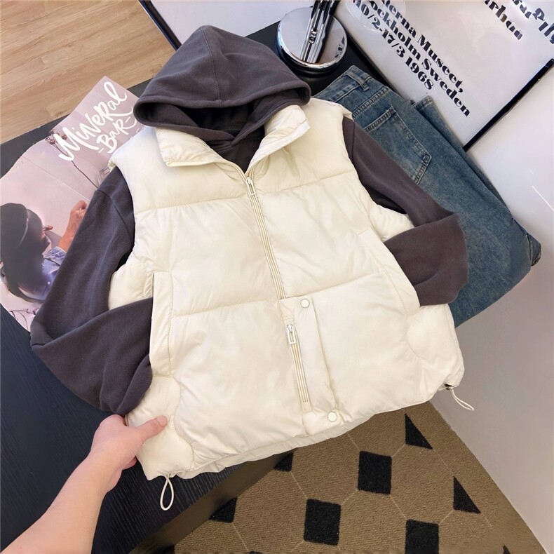 无袖立领面包服棉马甲女秋冬宽松拉链背心外套上衣MF370-P46,男装背心/马甲,星座412-3