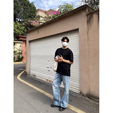抖音得物二开240克宽松纯棉美式高街痞帅贝壳绣花工艺短袖T恤，男装T恤，电商A486