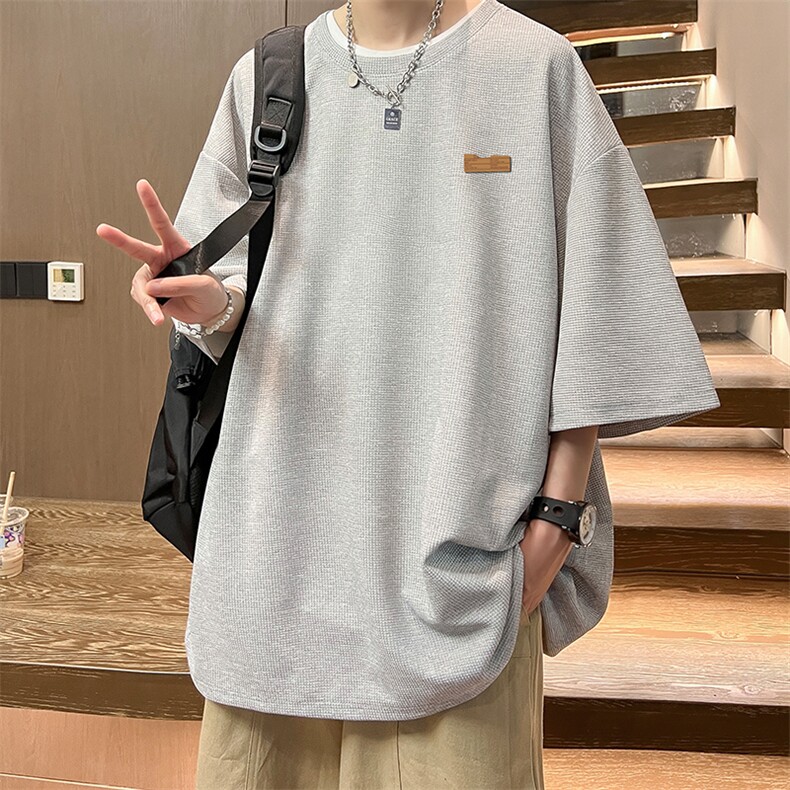 华夫格t恤男短袖男大码五分袖酒店风HT73293-P22,男装T恤,电商A040