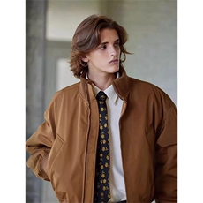 抖音得物美式潮休闲夹克春季立领纯色复古工装加厚棉服外套MF01，男装夹克，电商A443