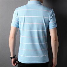 中青年短袖T恤男士POLO衫夏季休闲宽松半袖爸爸装条纹翻领上衣P95，男装T恤，钱塘6003A(原)4033A