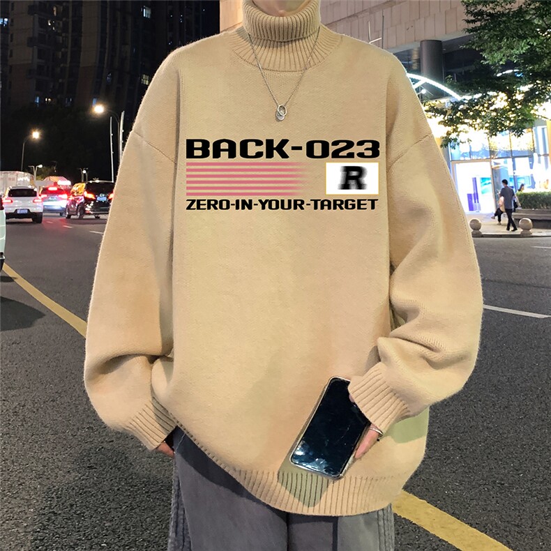 23冬季新款时尚百搭字母印花高领毛衣M6942P55控78图片