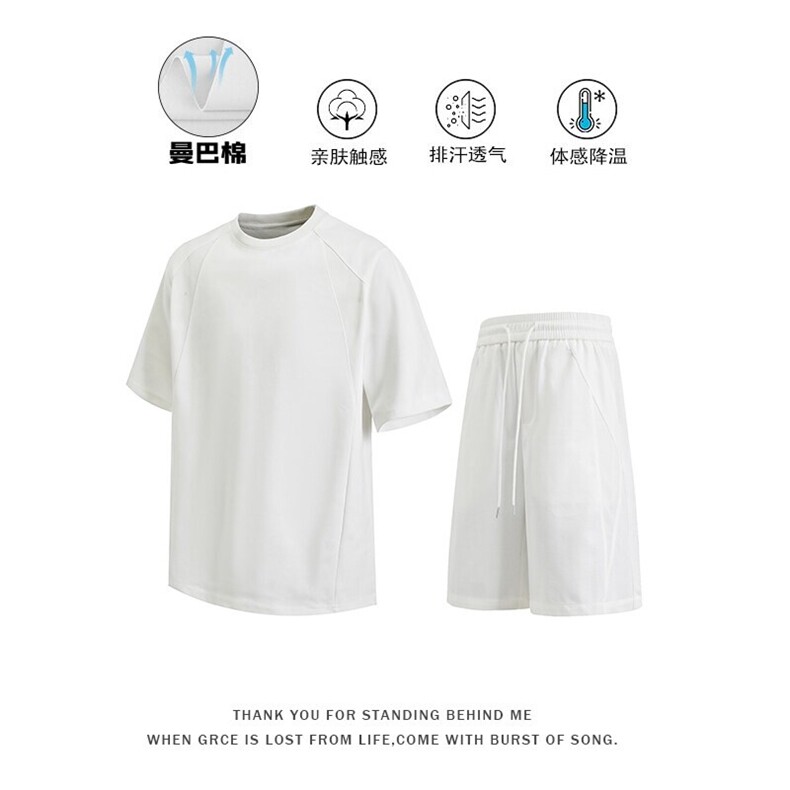 黑色索罗娜凉感t恤男夏季重磅小领口修身短袖boxy显壮正肩半截袖图片