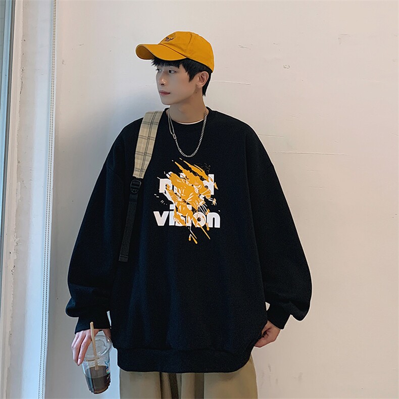 ins秋冬潮男涂鸦印花圆领卫衣青少年学生套头卫衣男WY817-P35,男装卫衣,电商A062