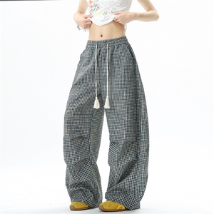 泡泡格子长裤冰丝凉快休闲裤弯刀裤03 XZ211-1-K2548-P55图片