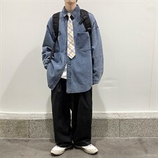 2023秋季港风痞帅牛仔夹克男女韩版宽松休闲春季外套JK832-P65，男装夹克，星座1103-3
