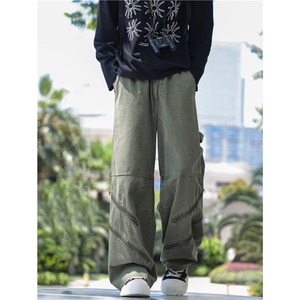抖音品质秋季新款潮流工装拉链宽松休闲裤B315-K25713-特p53控98图片