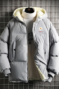 MY16059-P100 加厚加绒连帽衣男大码服男面包服男 网格挂拍图片