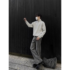 灰色立领开衫毛衣男款冬季Y1009P50，男装针织衫/毛衣，星座1116-2