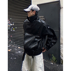 美式高街重磅解构拼接PU皮衣男女潮宽松cleanfit外套J3624，男装皮衣，星座1116A（原606A-3）