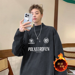 一件过冬重磅保暖针织衫德绒加绒加厚卫衣半高领打底长袖T恤DR101图片
